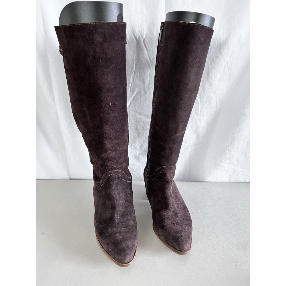 Italeau Womens Boots 38.5 Tall Leather Waterproof Zipper Brown Handmade Italy